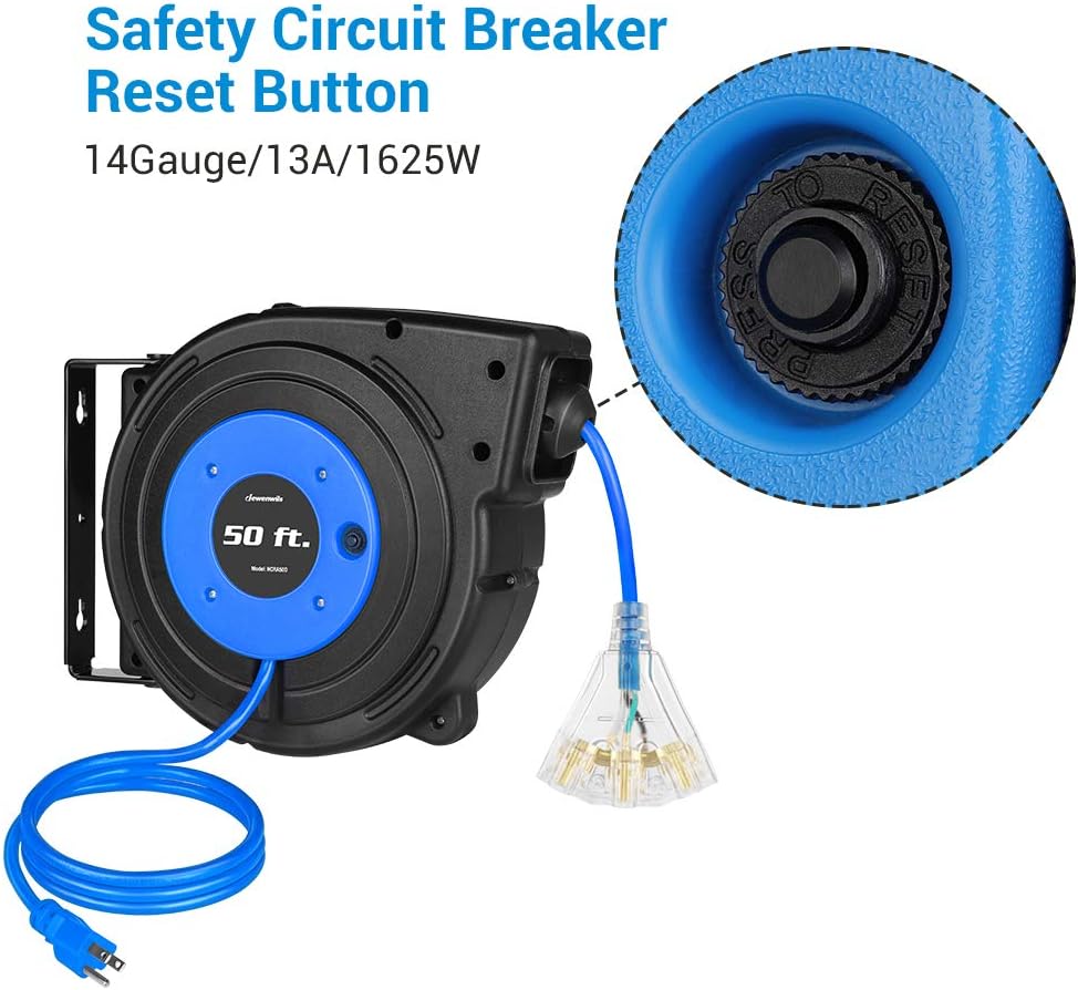 Thumbnail 6 de DEWENWILS DL-610 50-Foot Retractable Cord Reel with 3 Outlets