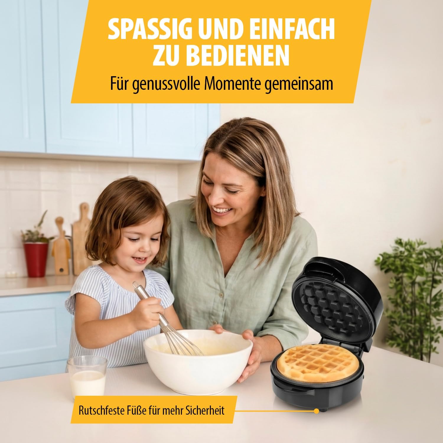 Detalle de Tristar Mini-Waffeleisen WF-2109: Runde Waffeln kompakt und zuverlässig