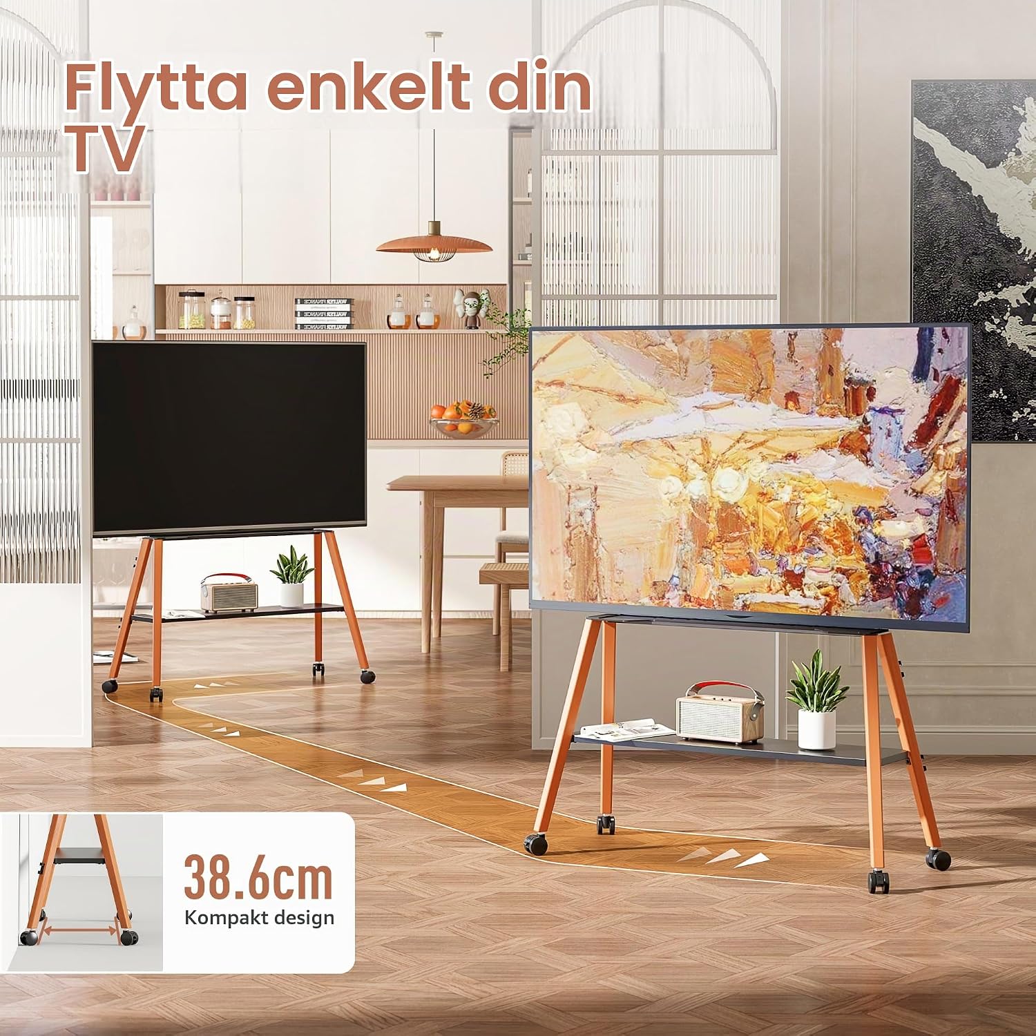 Detalle 2 de ECOTINY TV-stativ på hjul för 49–75 tum, upp till 40 kg