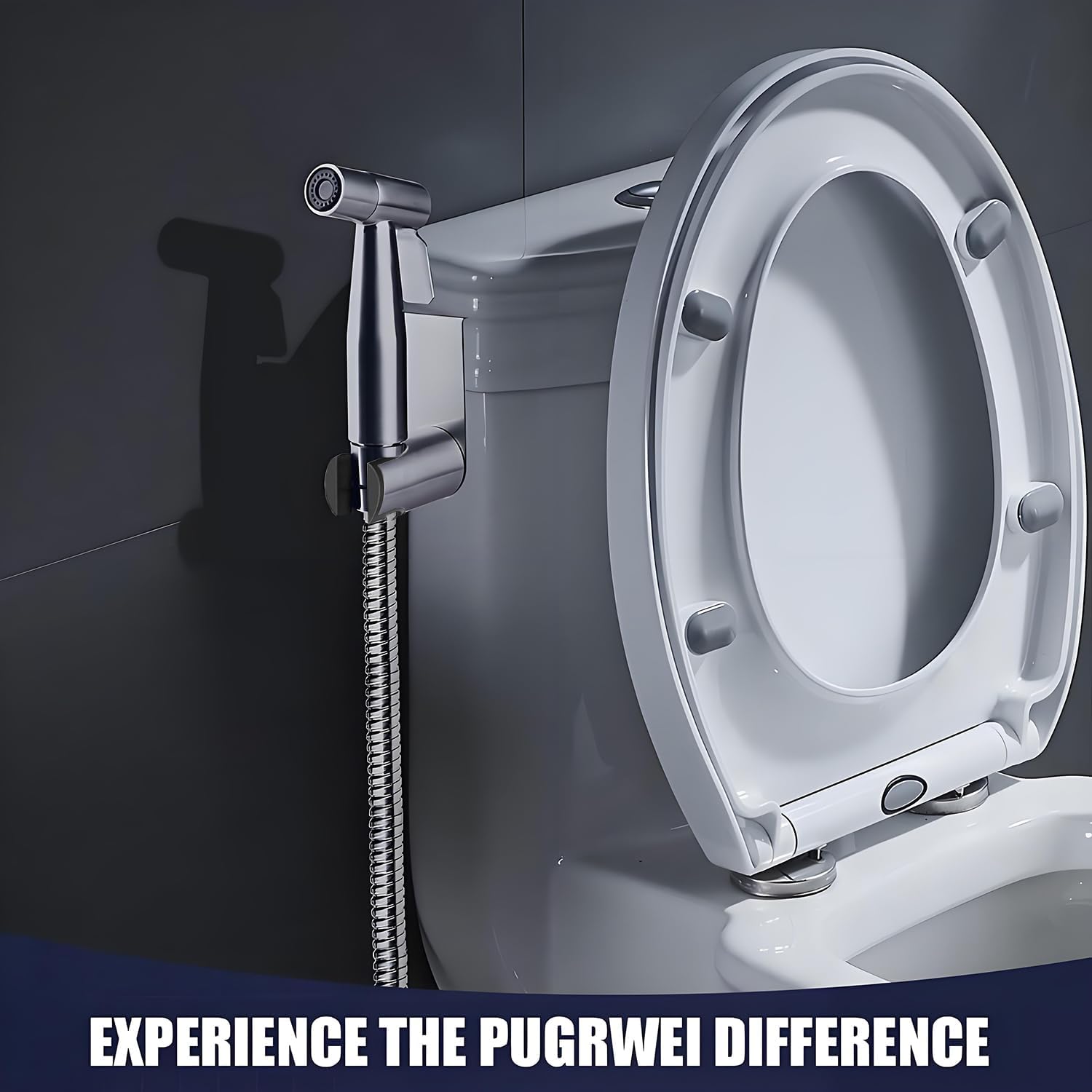 Thumbnail 6 de Pugrwei Handheld Bidet Sprayer, 304 Stainless Steel, Adjustable Flow, 7/8-Inch Brass T-Valve