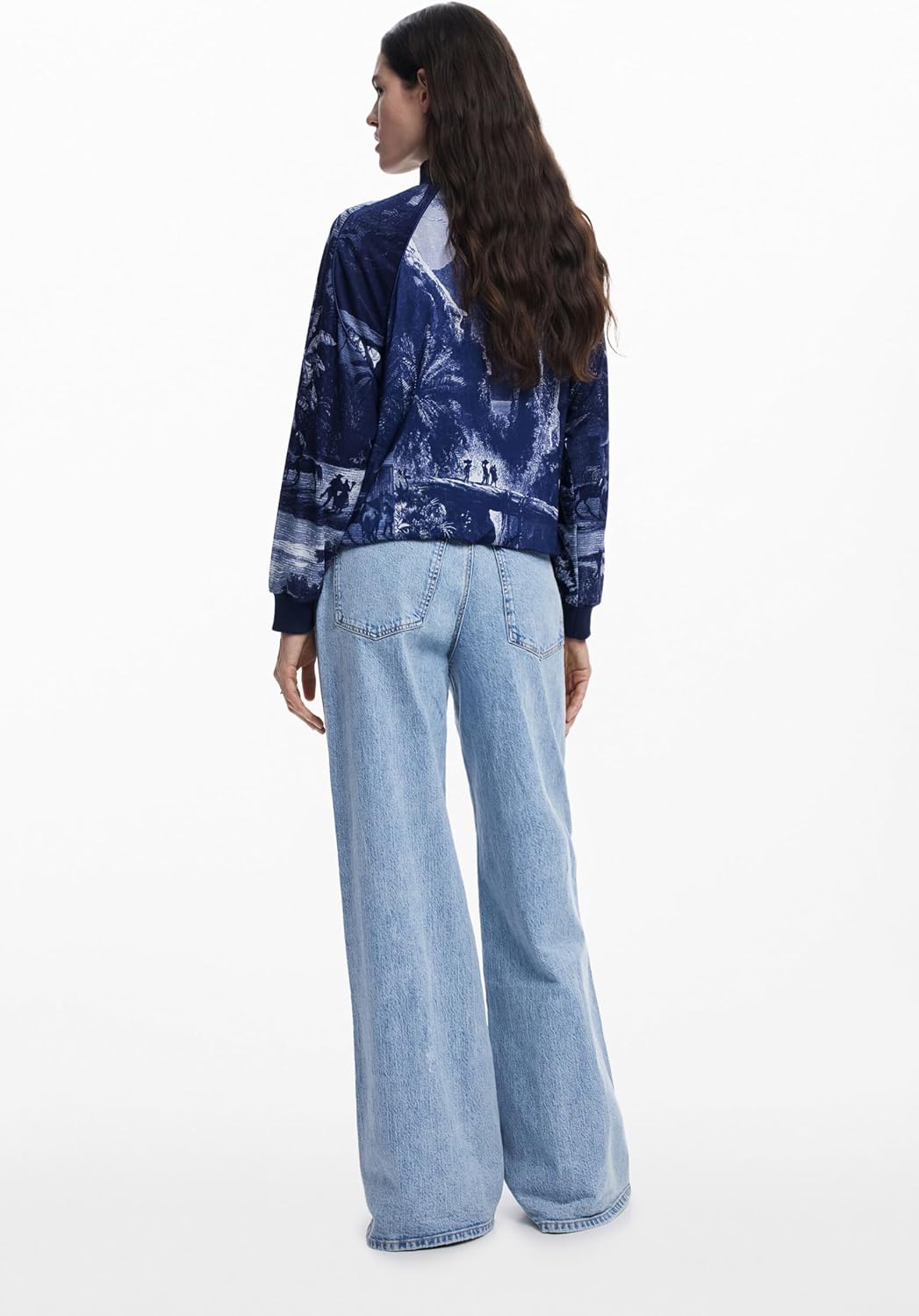 Detalle de Desigual 25swsk42 Sweatshirt Femme — Col roulé, multicolore, fermeture éclair, coupe Regular