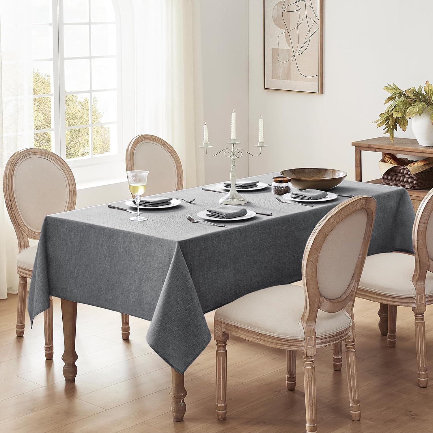 Thumbnail 1 de Softalker Tovaglia da Esterno 240 x 140 cm Rettangolare in Finto Lino – antimacchia, lavabile e idrorepellente, Grigio (8-10 posti)