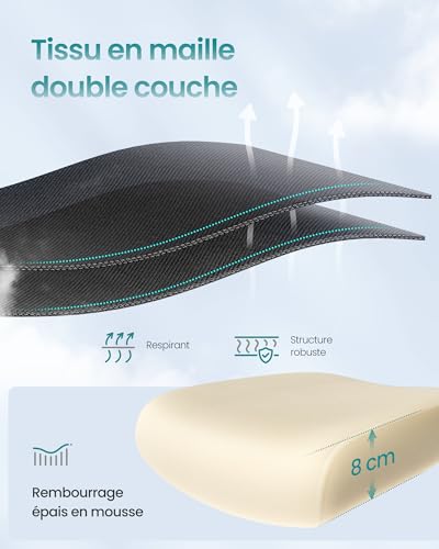 Detalle de SONGMICS Chaise de Bureau OBN041B01: Ergonomie double maille et soutien lombaire adaptatif