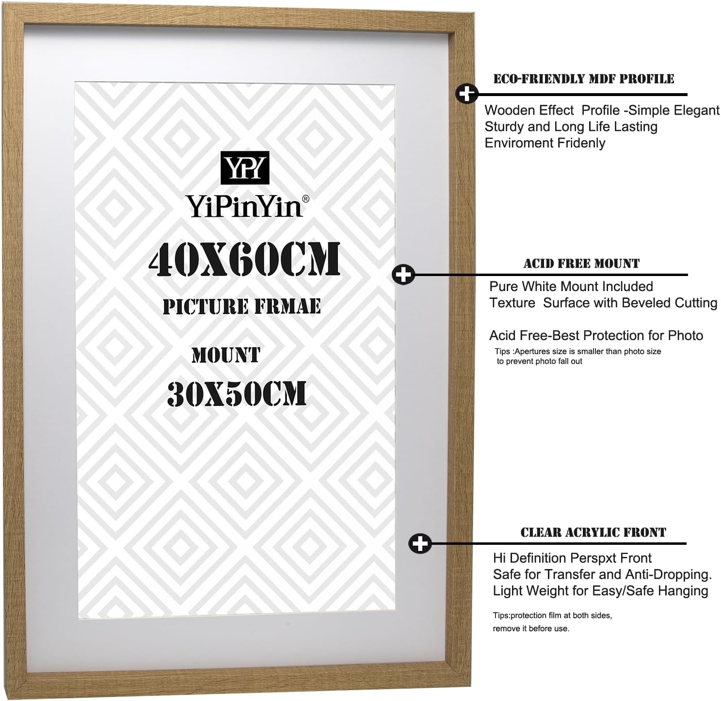 Thumbnail 5 de YiPinYin 40x60cm Wooden Picture Frame Set