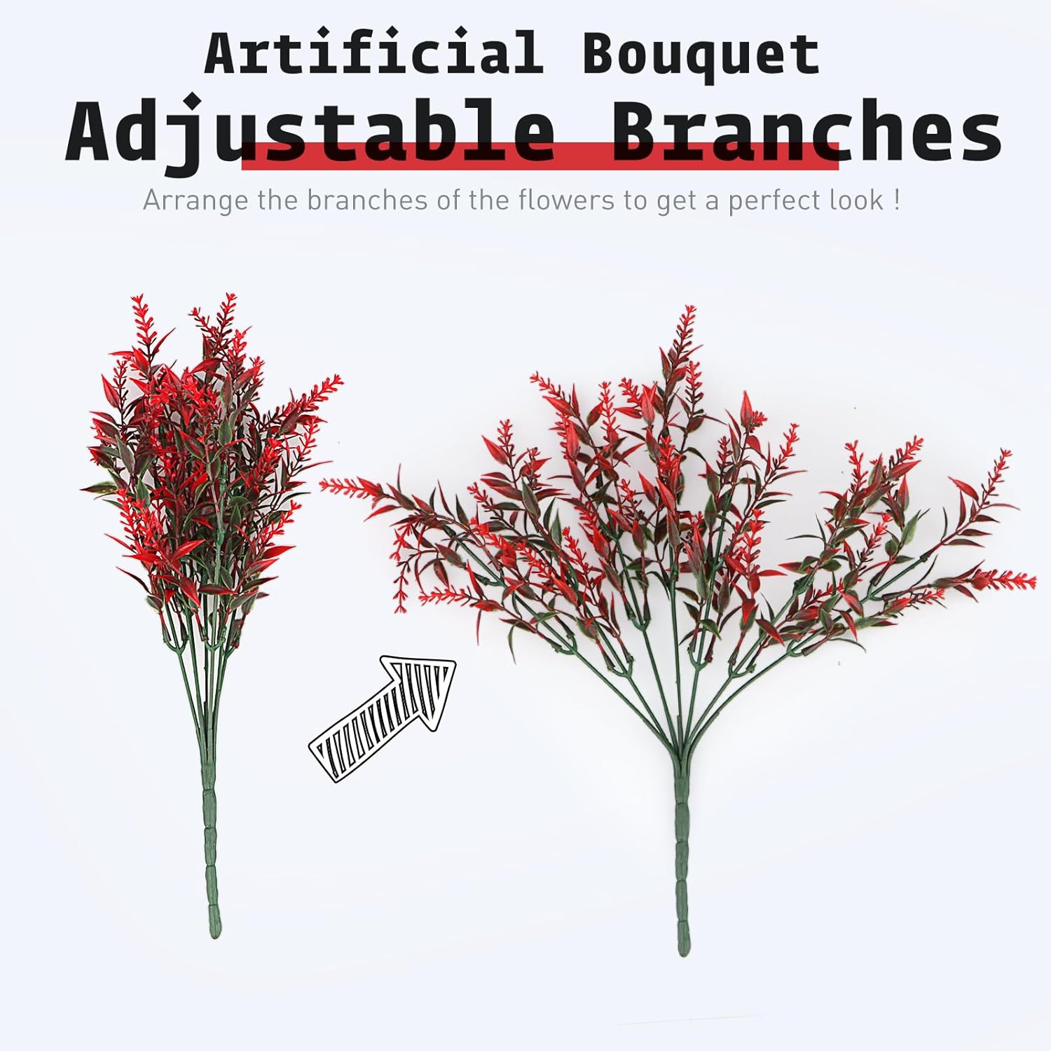 Thumbnail 4 de 9 Bundles Artificial Lavender Flowers – UV‑Resistant Outdoor Faux Lavender for Indoor and Outdoor Decor (Red)