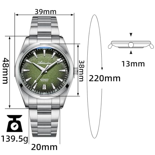 Detalle 2 de ADDIESDIVE AD2094 NH35A: reloj mecánico automático para hombre 39 mm, luminiscente BGW9 y 100 m de resistencia