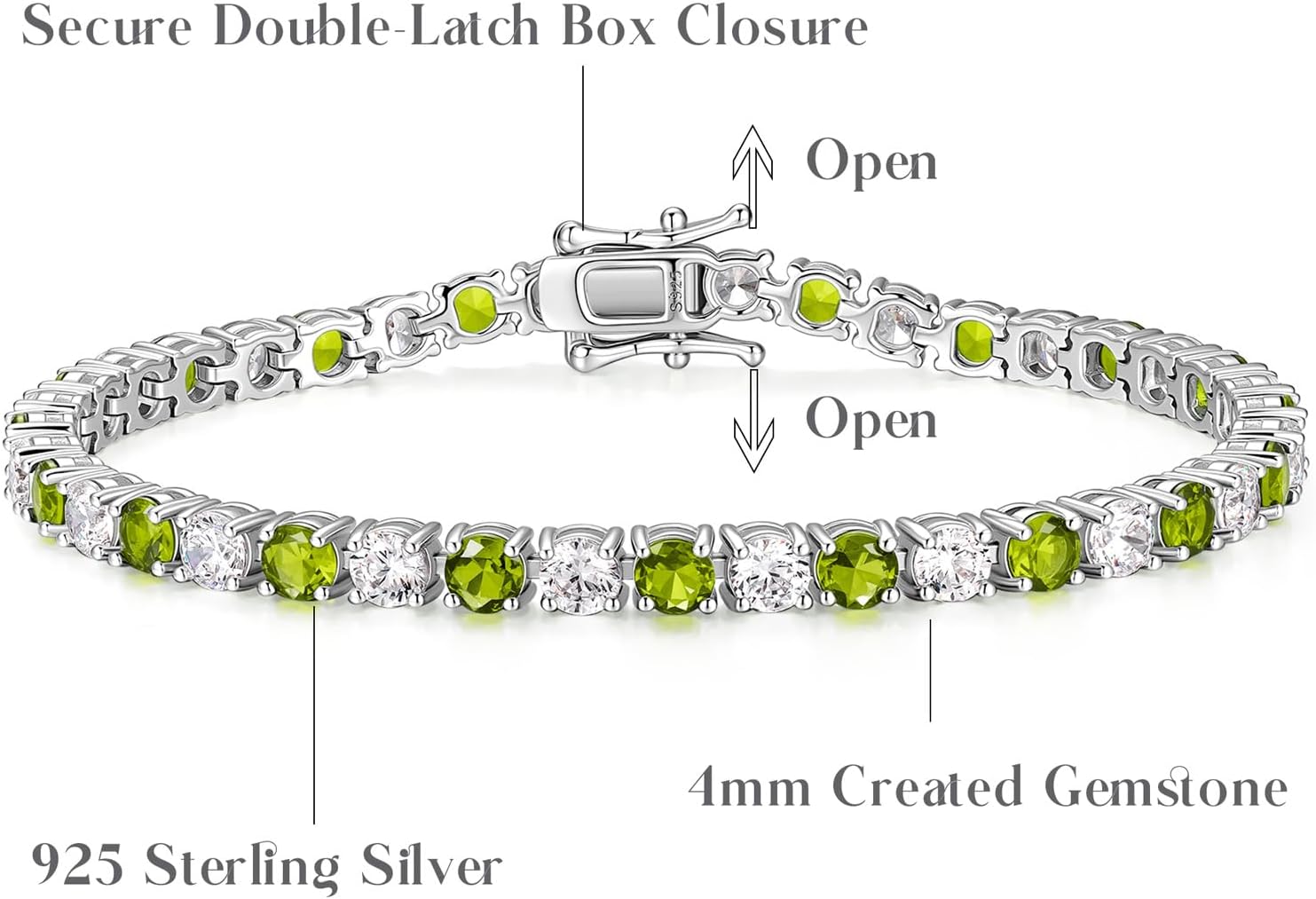 Detalle de FANCIME 925 Sterling-Silber Tennisarmband für Damen (Länge 18 cm, Breite 4 mm) mit Zirkonia & synthetischem Edelstein