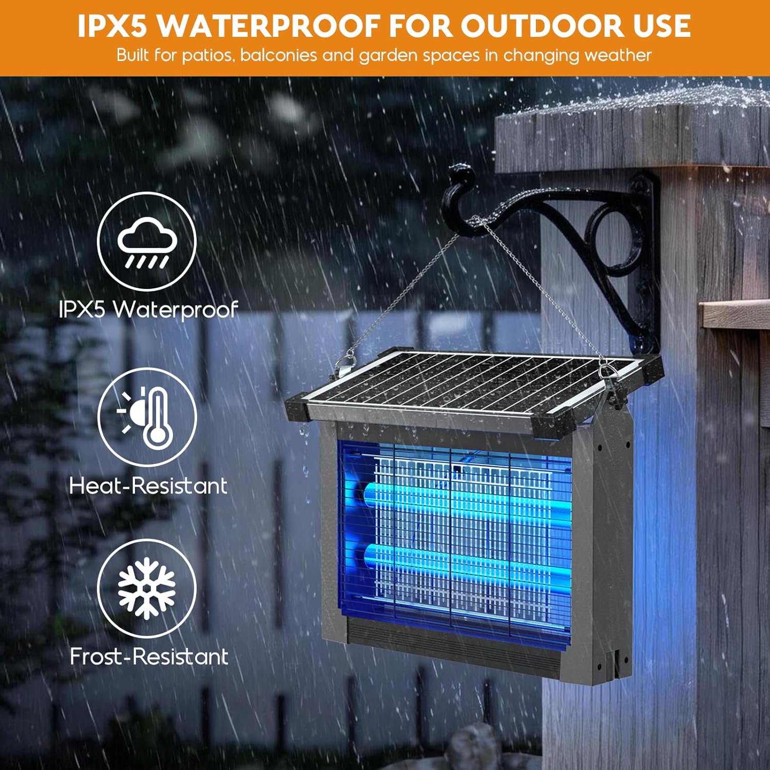 Thumbnail 6 de Anysun lampada antizanzare elettrica solare da esterno 4500V con ricarica USB, IPX5 e cavo da 3 m