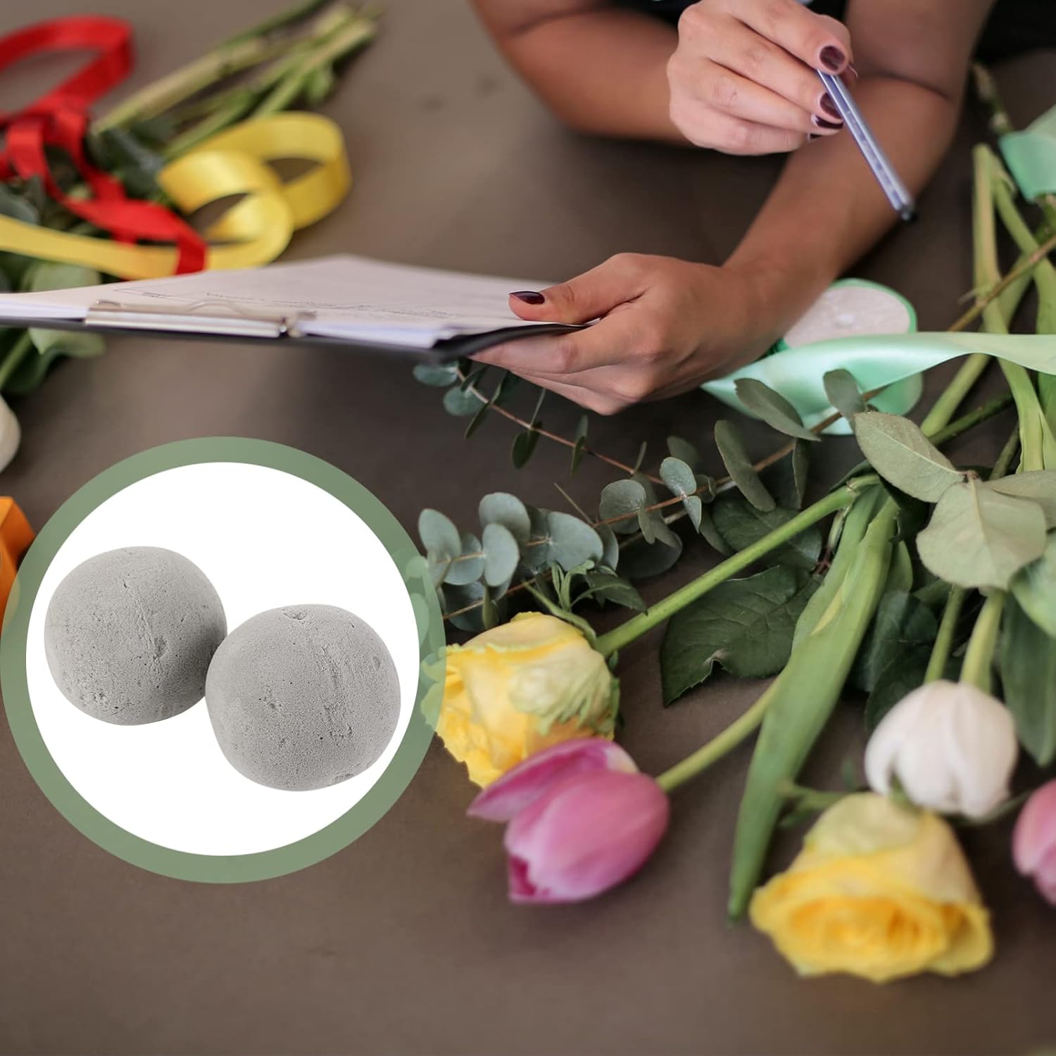 Thumbnail 5 de EXCEART Steckschaum Kugel 9 cm – Blumensteckschaum für DIY Arrangements