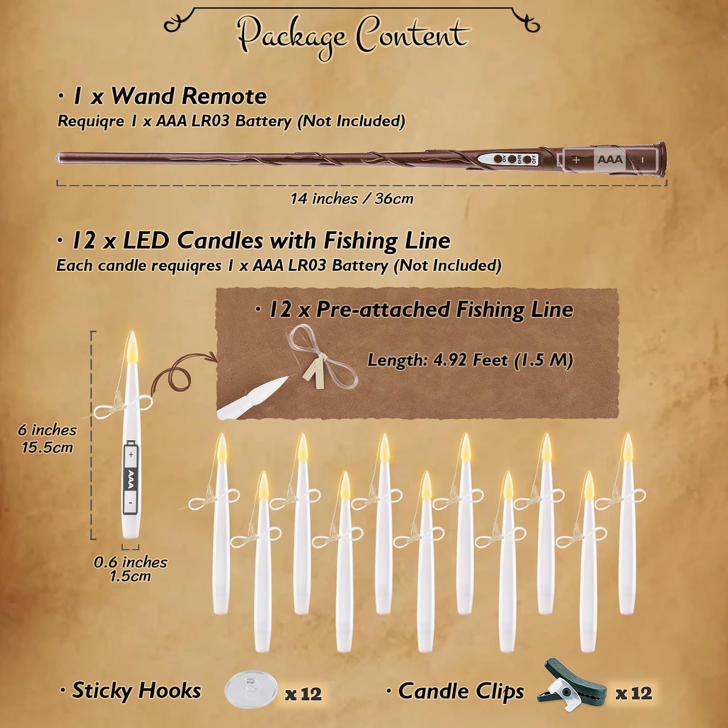Thumbnail 3 de Rhytsing TS2063-T12 Floating LED Candles, 12-Pack with Wand Remote and Timer