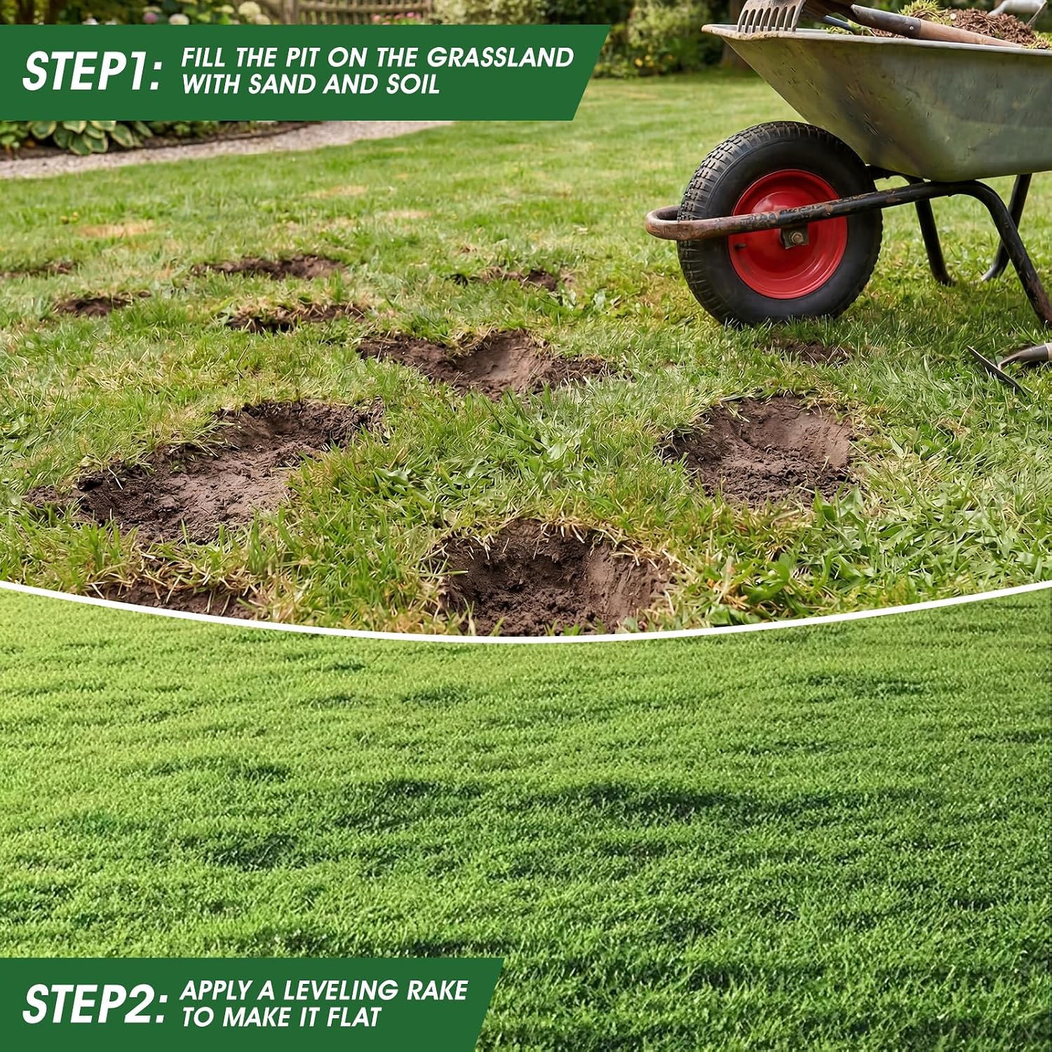 Thumbnail 6 de Lawn Leveling Rake – Adjustable Handle, Dual Plate Sizes, Level Soil & Sand Faster (3X) with Stable Heavy-Duty Design
