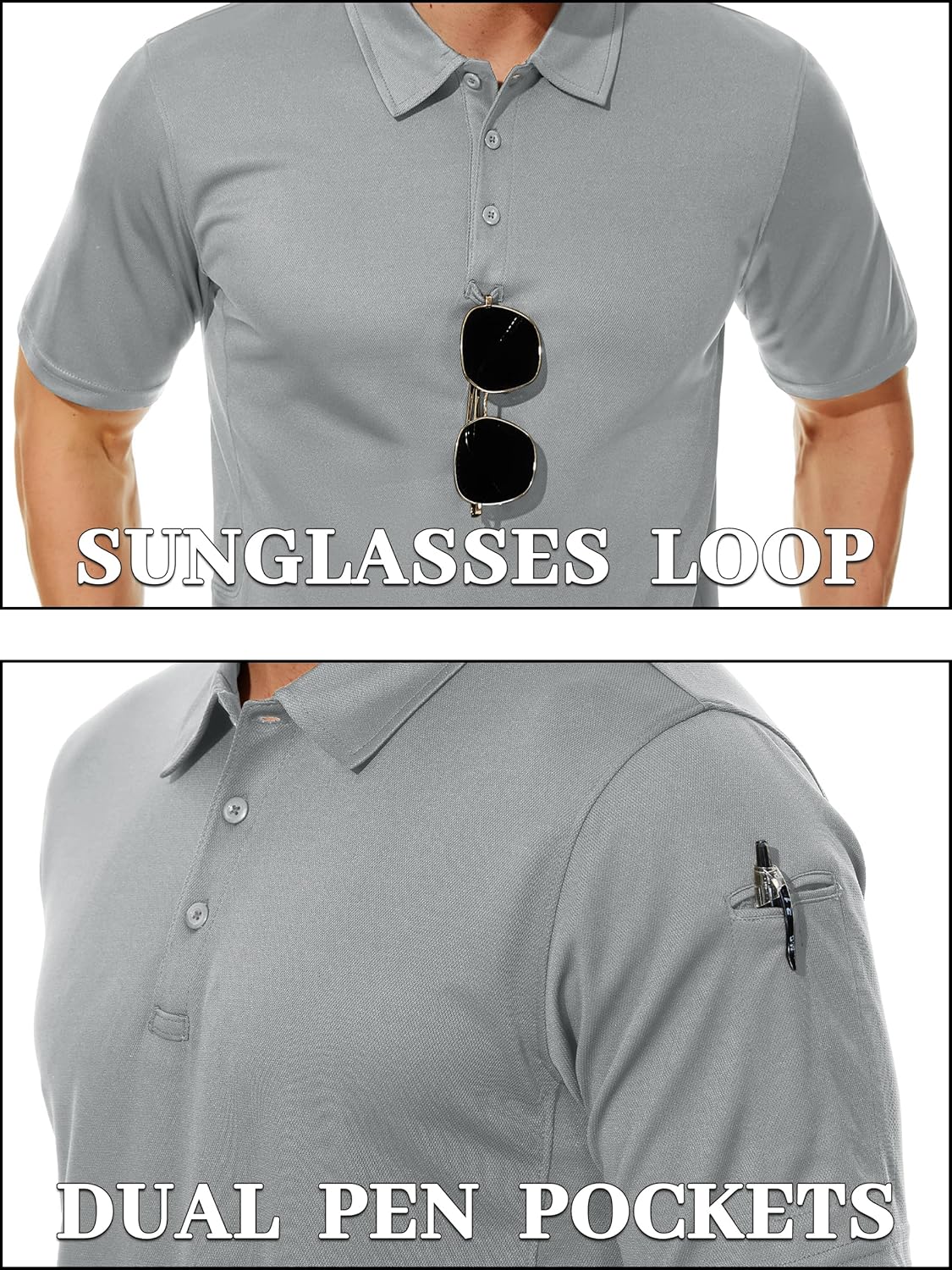 Thumbnail 2 de TACVASEN Men's Breathable Golf Polo Shirt: Quick Dry Short Sleeve Polo for Work and Play