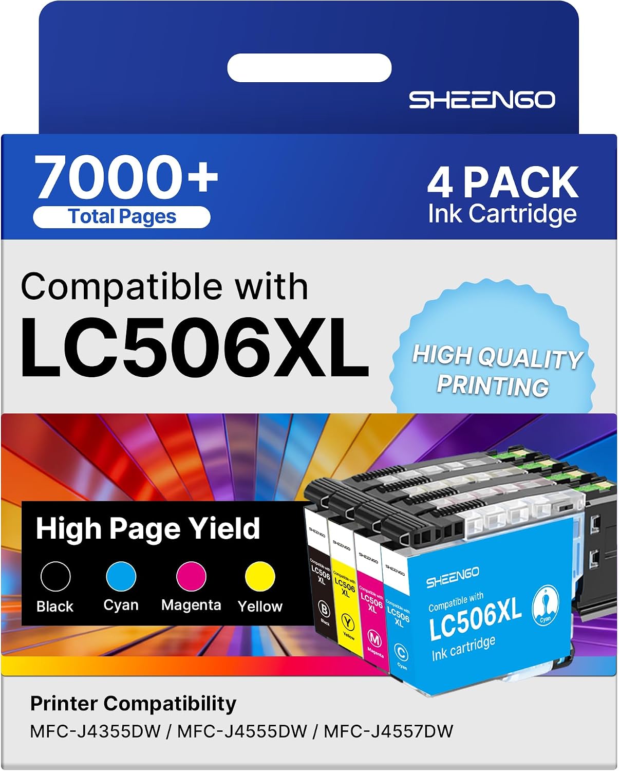 Detalle de SHEENGO LC506XL Compatible Ink Cartridges, 4-Color Set for Brother Printers