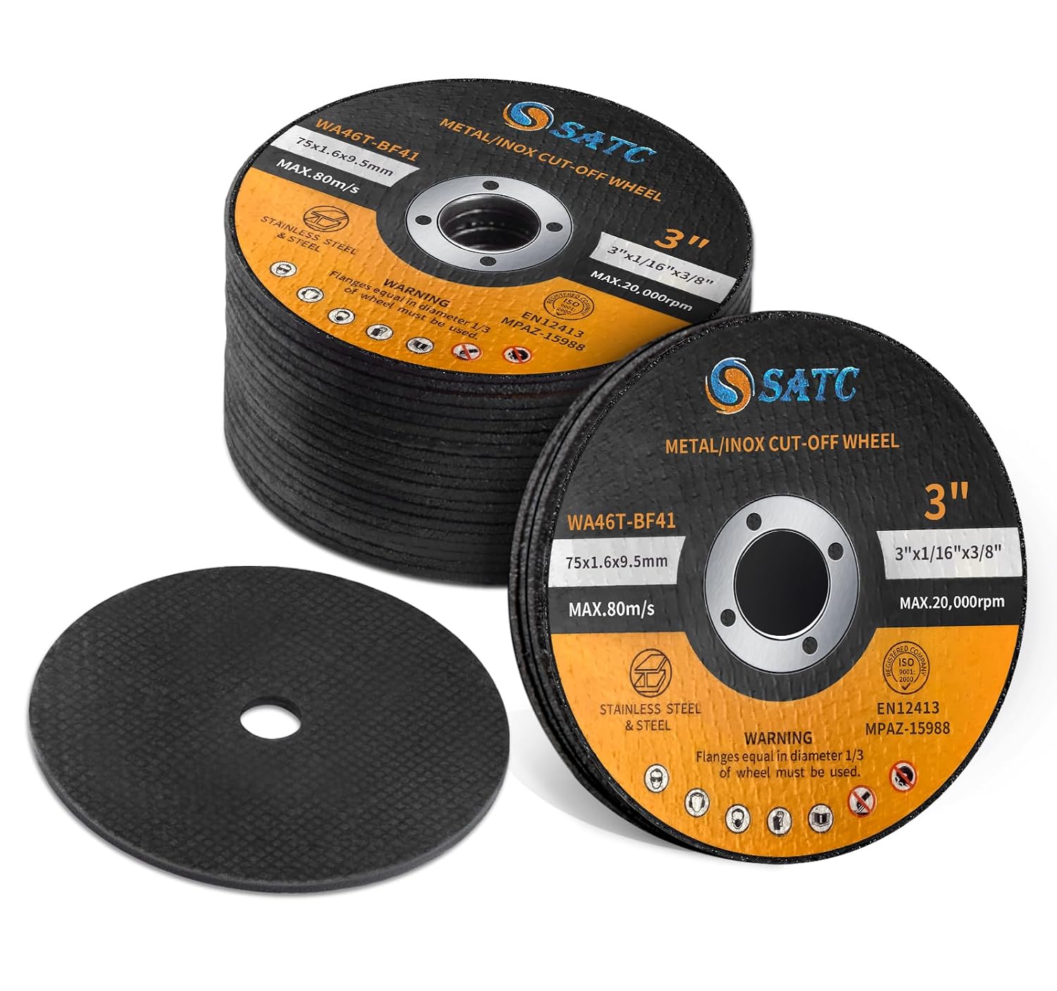 Detalle de S SATC 3-Inch Cut-Off Wheels, 1/16-Inch Thick, 25-Pack, Aluminum Oxide