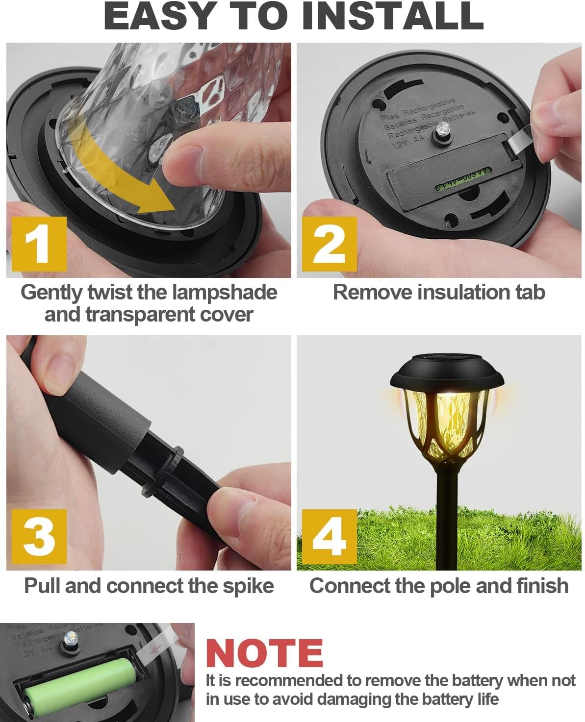 Thumbnail 5 de KALAHOL Solar Lights Outdoor Garden (Warm White) – IP44 Waterproof Pathway Lighting, Dusk to Dawn, 6 Pack