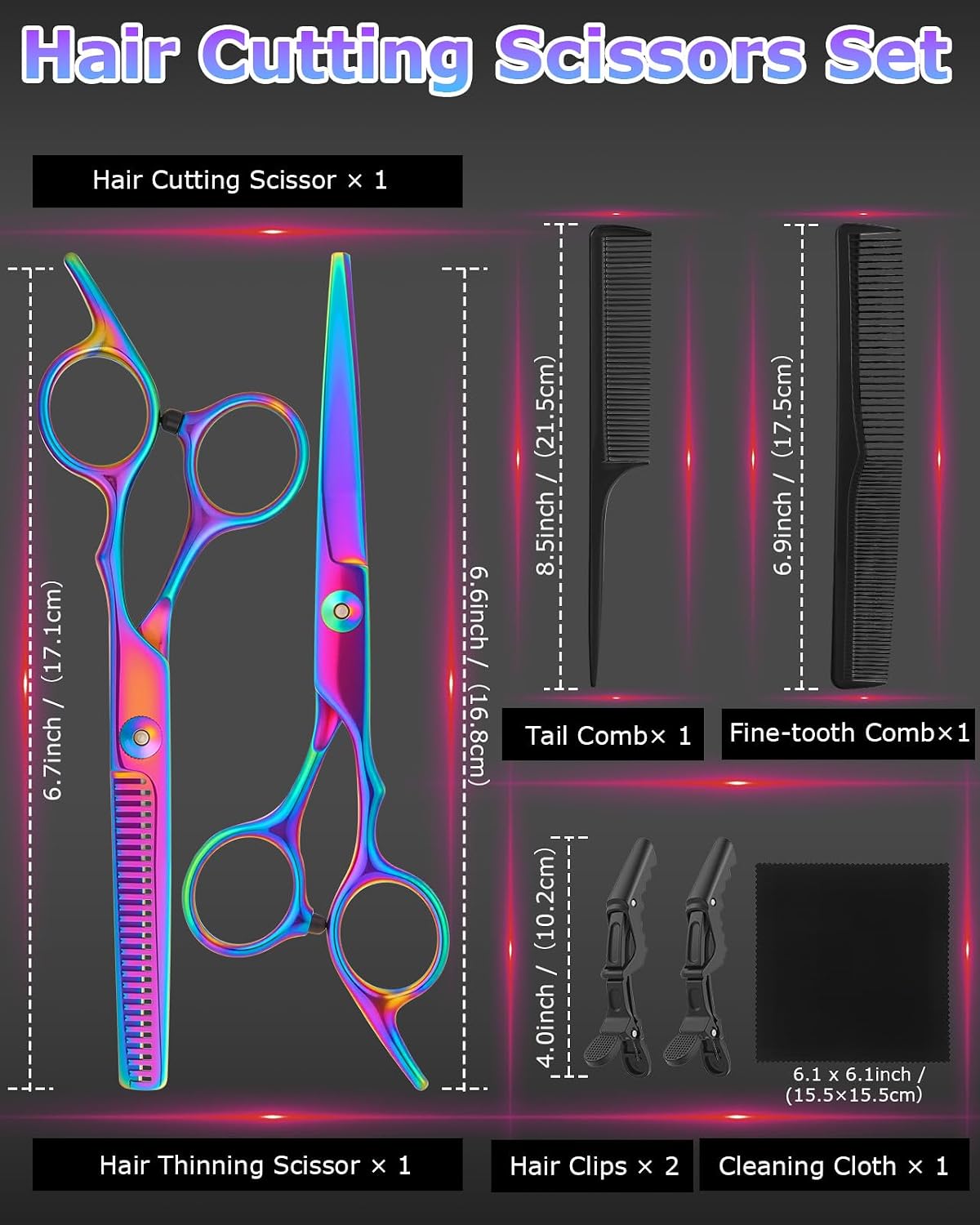 Detalle 2 de Lictin Hairdressing Scissors Set (6.7-inch) with Straight & Thinning Shears