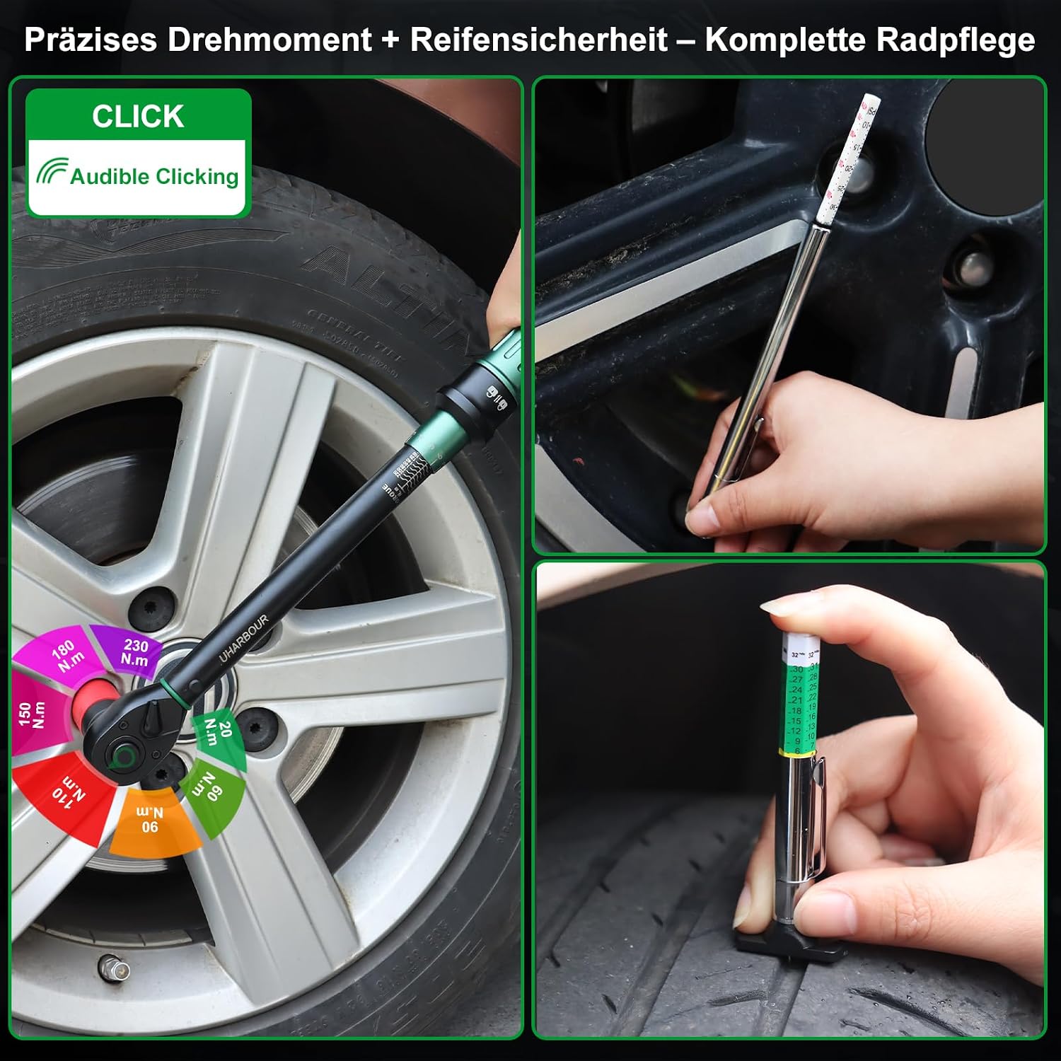 Detalle 2 de Uharbour TW038 momentnyckelset 1/2 tum, 20–230 Nm, 8 delar