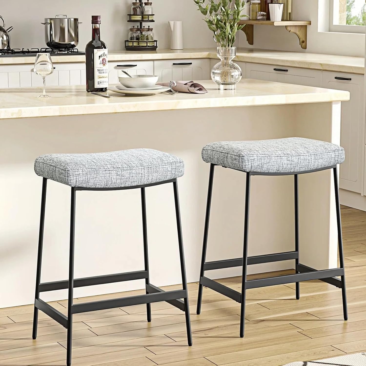 Detalle de Skokliz CH006-AM7CA45372 Backless Counter-Height Bar Stools, Set of 2