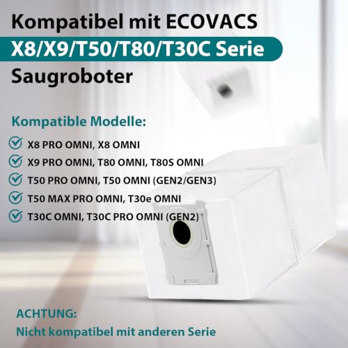 Detalle 2 de 12 Stück Staubbeutel von Koyieioo – kompatibel mit Ecovacs Deebot T50/T50 PRO Gen2/Gen3