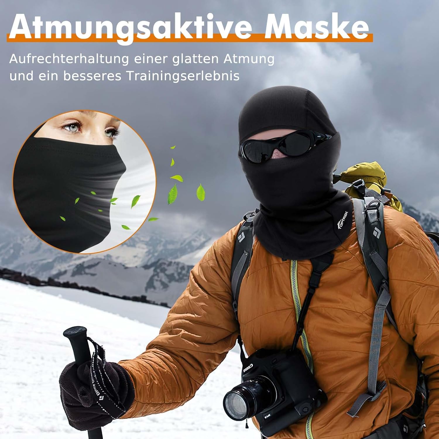 Detalle 2 de toptrek Sturmhaube Winter Balaclava – winddicht, atmungsaktiv