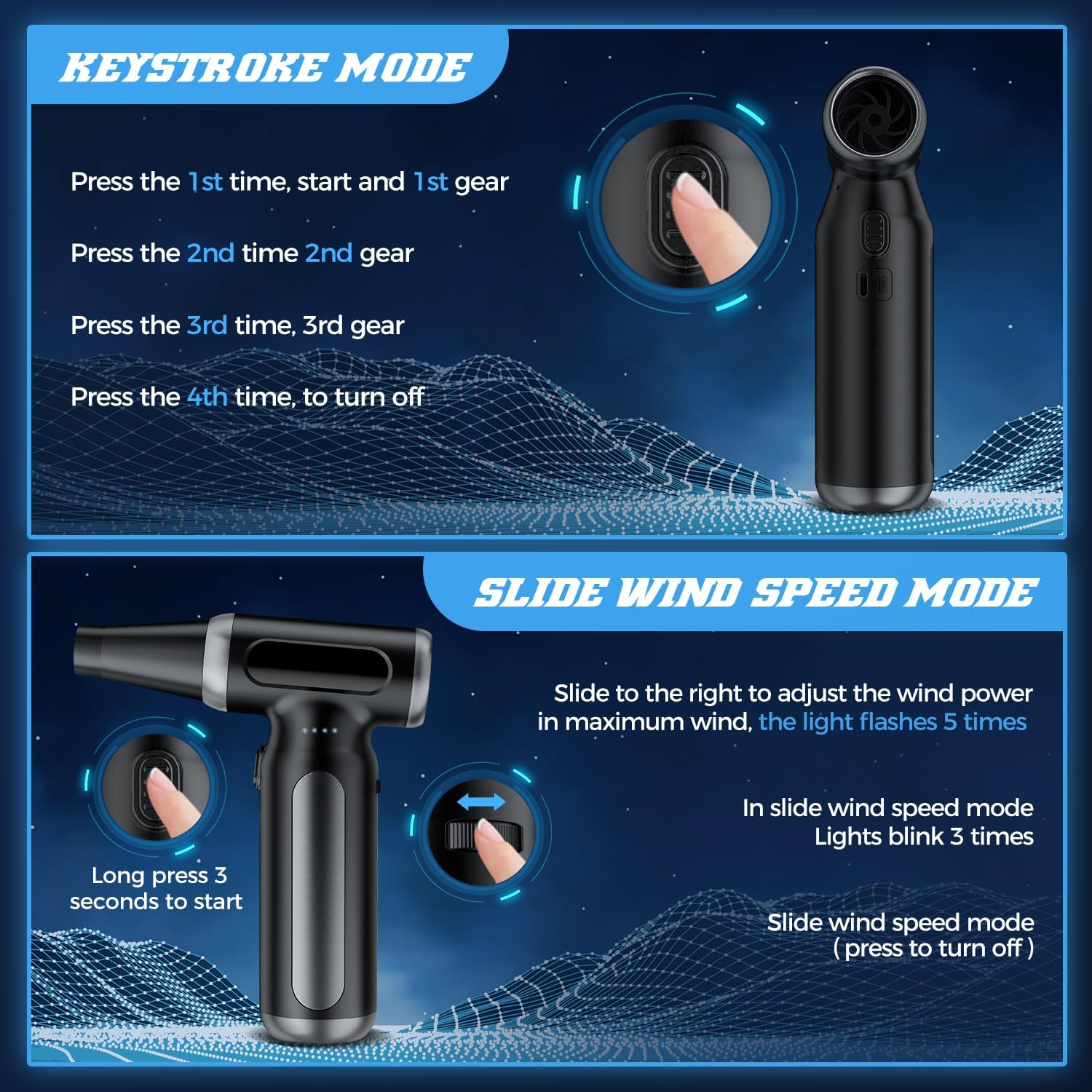 Thumbnail 3 de Compressed Air Duster-200000RPM: Cordless Power for PC, Keyboard, and More