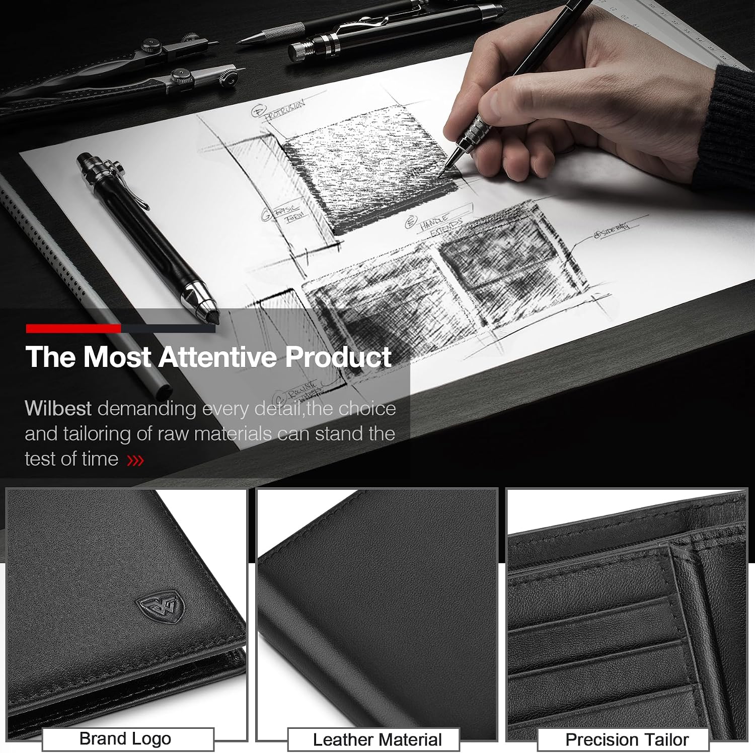 Detalle de WONSEFOO Portafoglio Uomo Slim in Pelle con Blocco RFID e Dettagli di Regalo - 9x14x2,6 cm