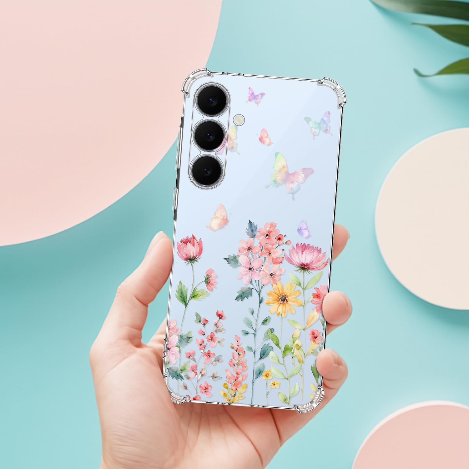 Thumbnail 6 de Nuxiady Hülle für Samsung Galaxy S25 FE 5G – Transparente Silikonhülle mit Blumen-Design