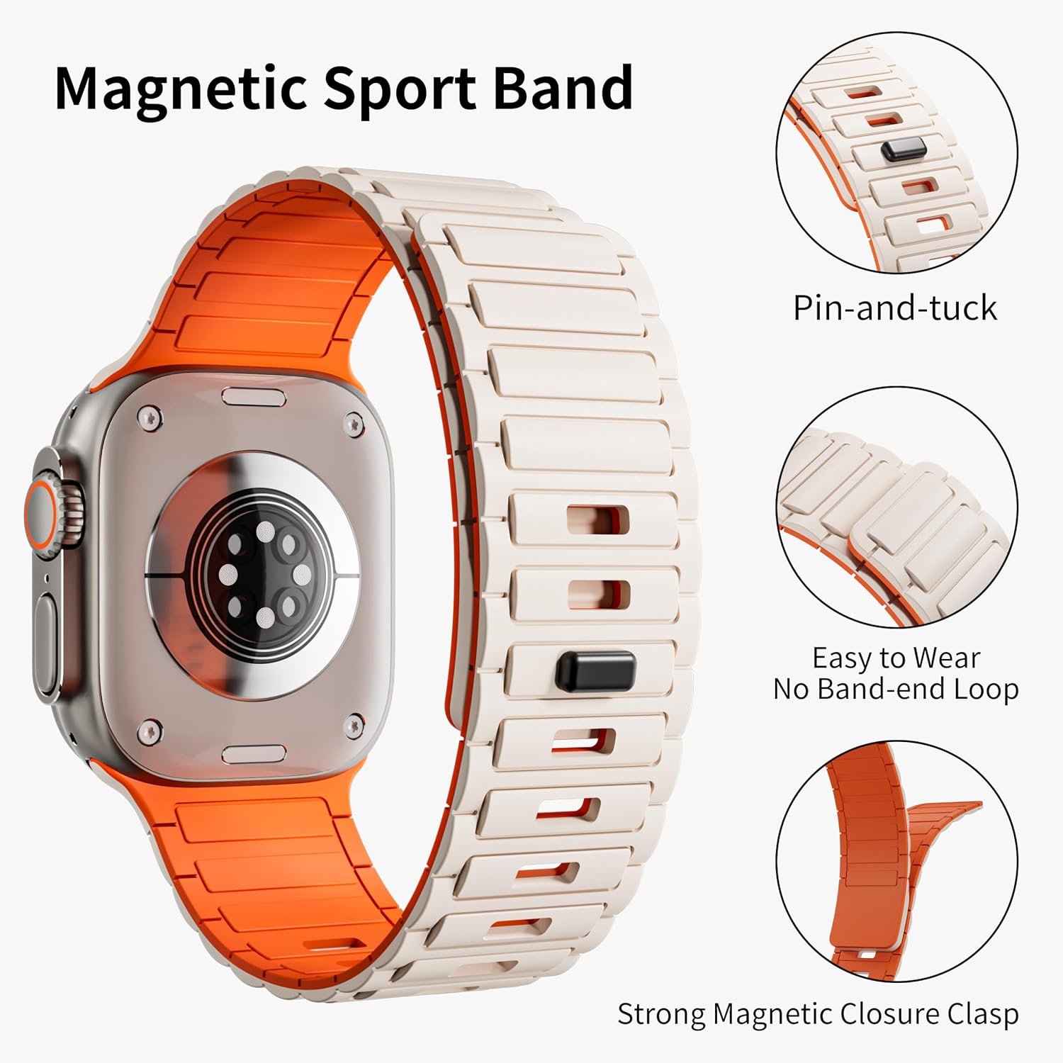 Thumbnail 1 de Magnetic Silicone Strap for Apple Watch (40–49mm): Dual Magnetic Clasp Sport Band