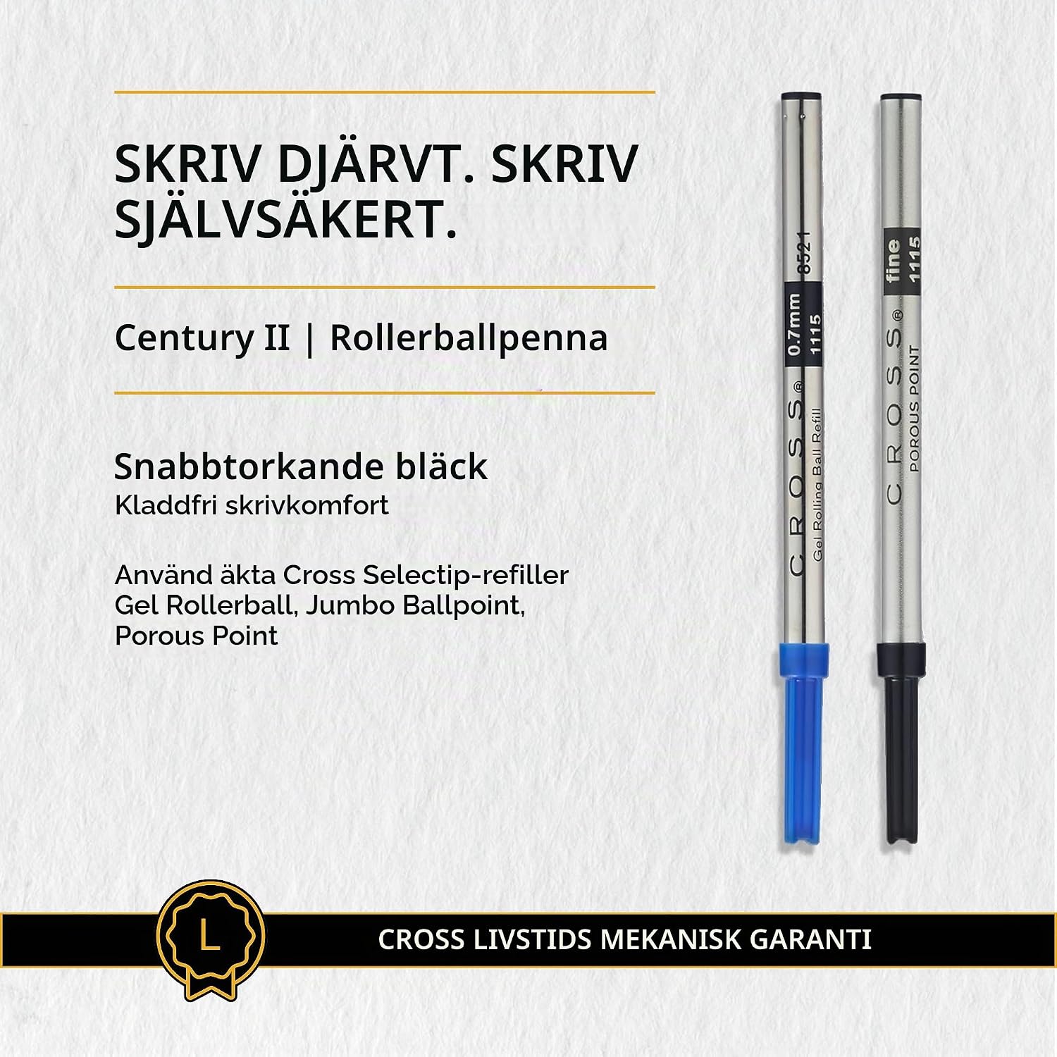 Detalle 2 de Cross Century II 414-1 rollerballpenna, påfyllningsbar i gunmetalgrå metall