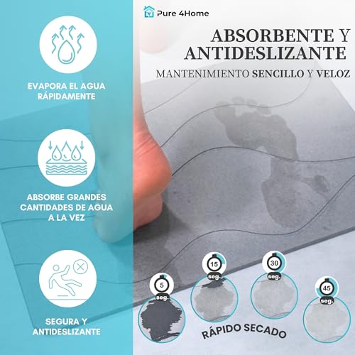 Thumbnail 1 de Pure 4Home Alfombra de diatomita para baño 60x40 (Grey Waves) secado rápido antideslizante