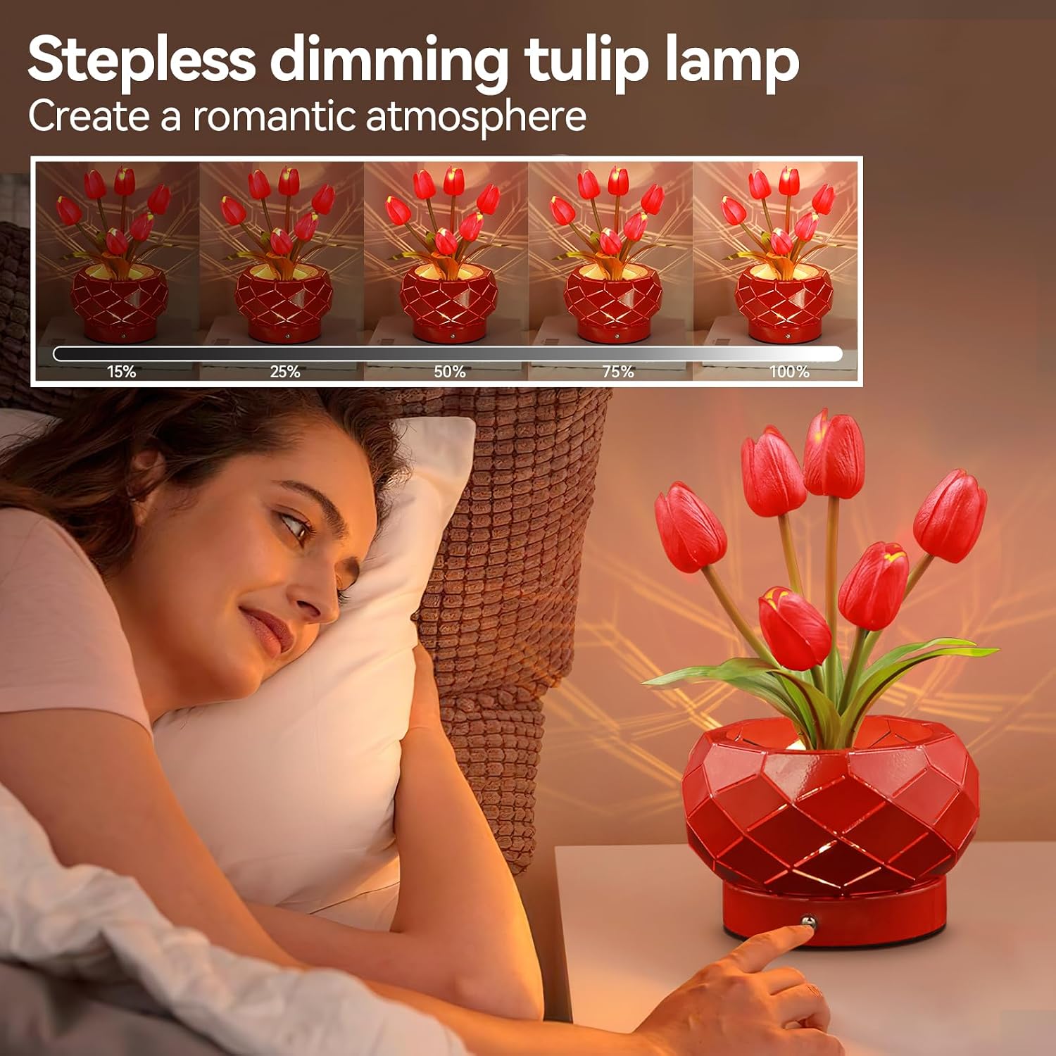 Detalle 2 de AMWGIMI Tulip Touch Table Lamp 3-Color Dimming