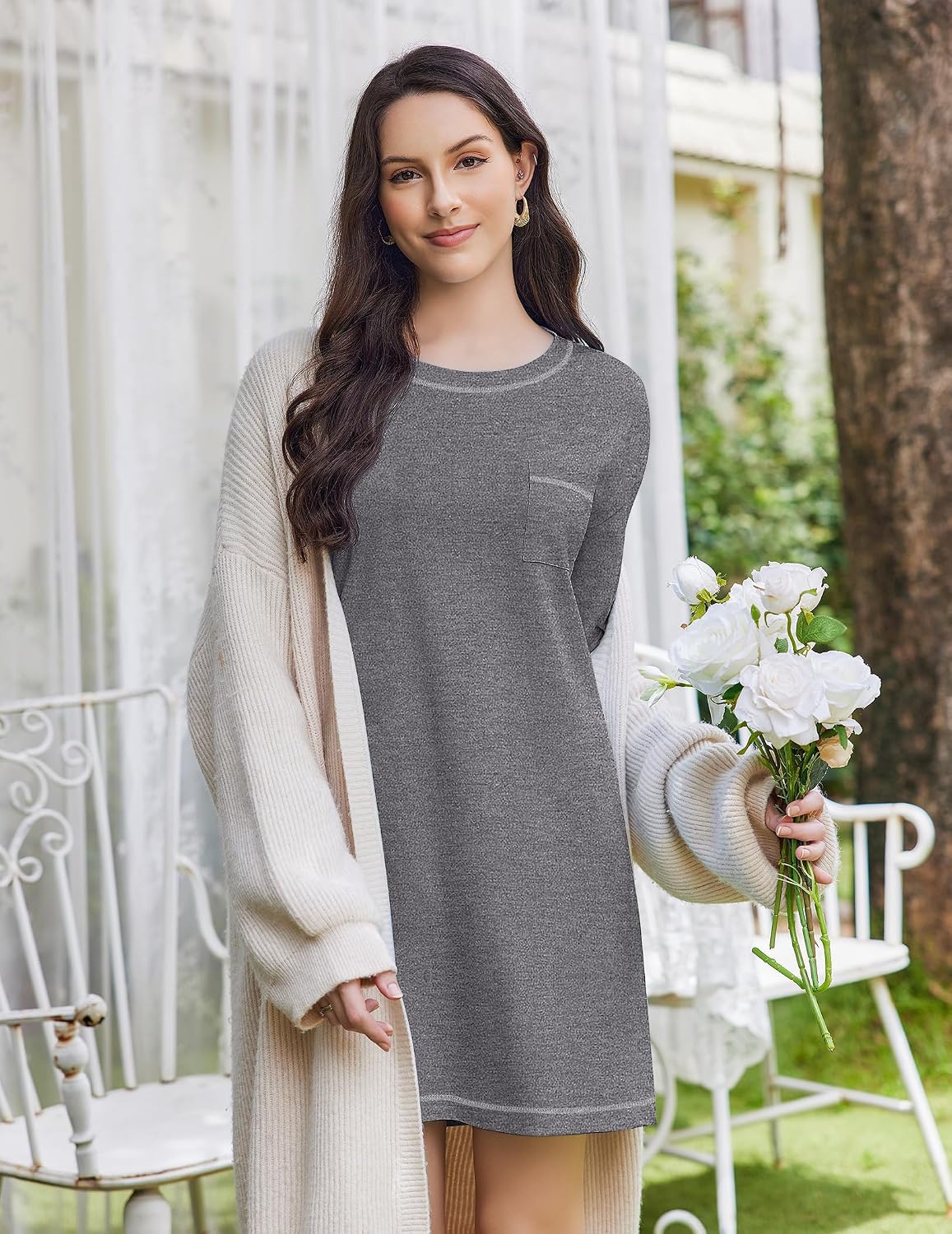 Detalle 2 de Ekouaer Women's Cotton Nightgown