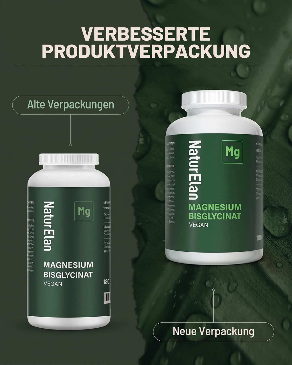 Detalle 2 de Magnesium Bisglycinat 300 mg Tagesdosis — 180 vegane Kapseln 💊
