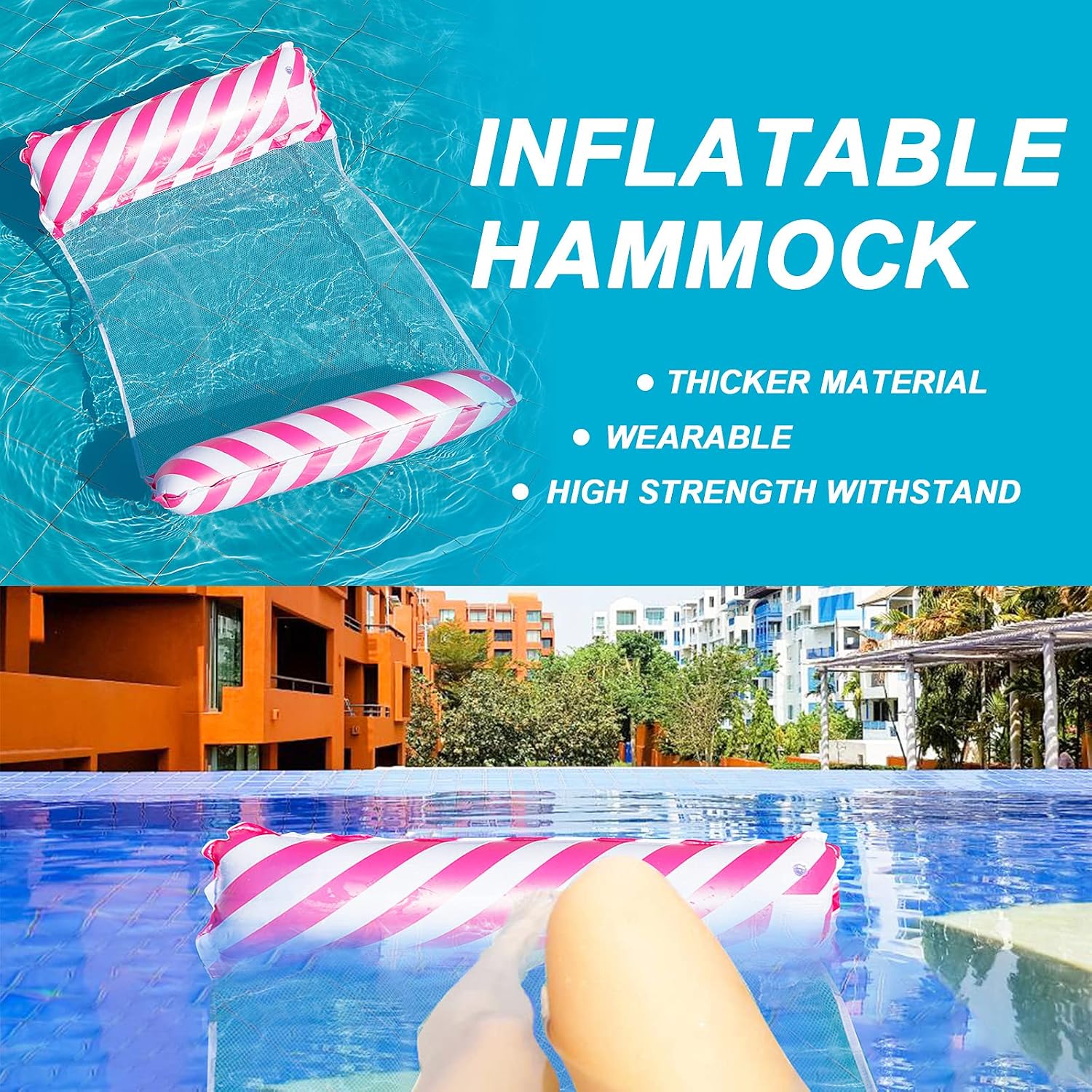 Detalle de Yisscen 4-in-1 waterhangmat, blauw, 122 x 70 cm