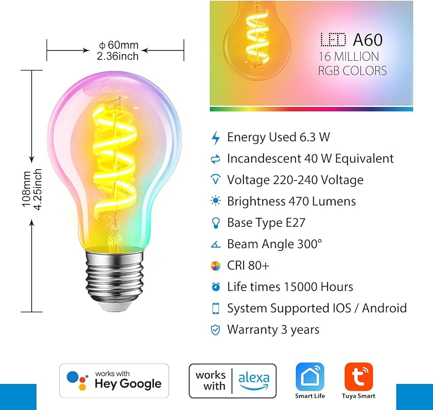 Thumbnail 4 de LVWIT Pack 6 Bombillas LED Filamento E27 75W Blanco Cálido