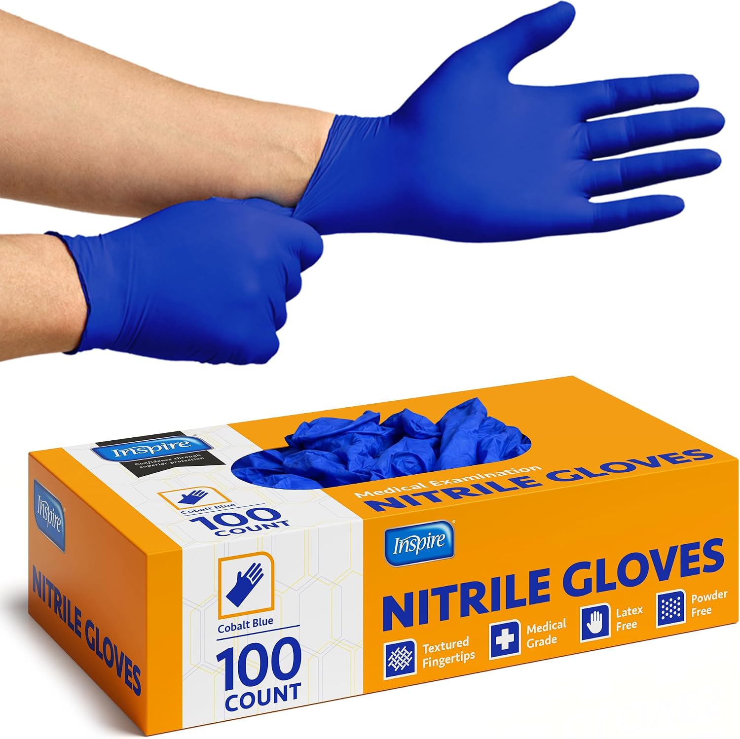 Detalle de Inspire Cobalt Blue Nitrile Gloves 100-pack