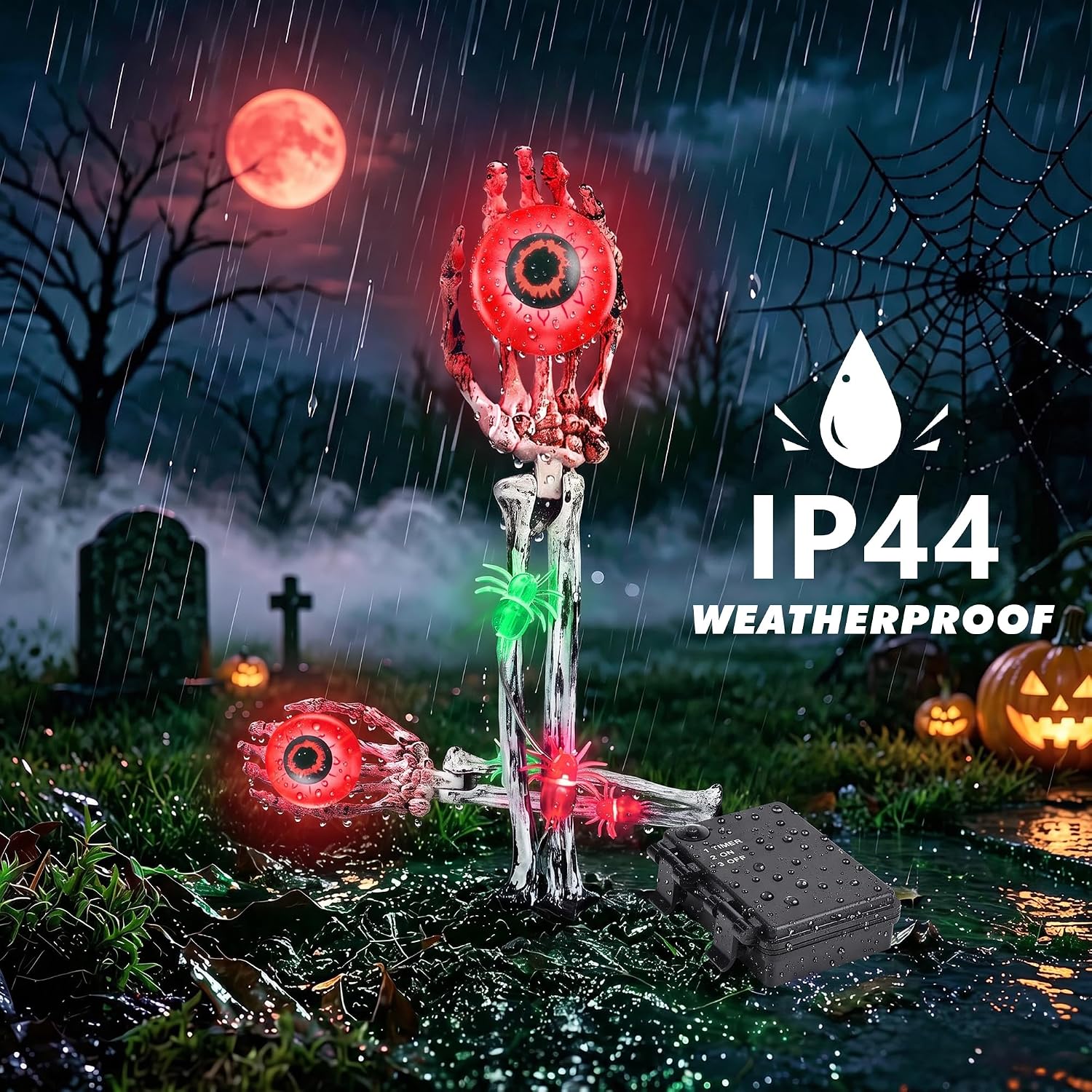 Detalle 2 de Skeleton Hand Halloween Stake Lights, 2-Pack