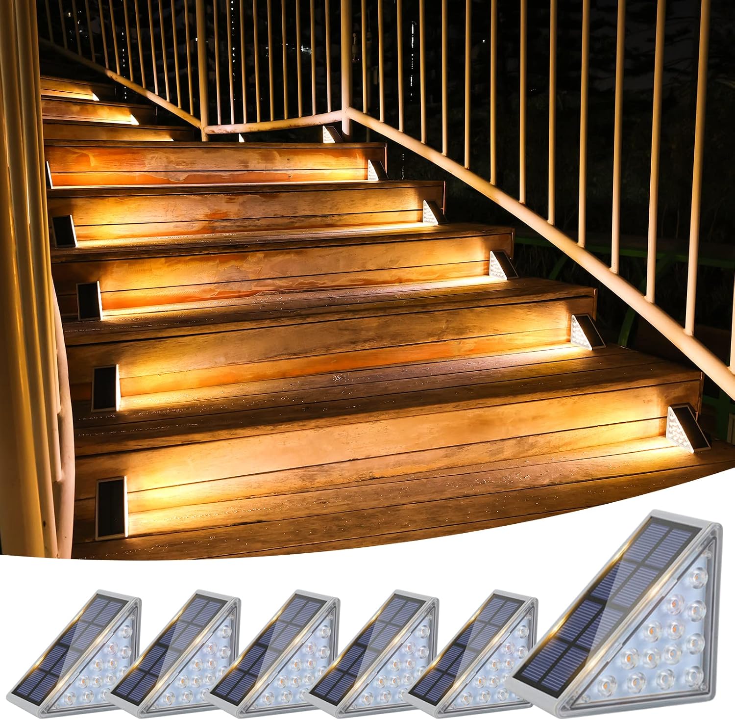 Detalle de VOLISUN 21131ZM Solar Stair Lights, 6-Pack, 3000K Warm White, IP67