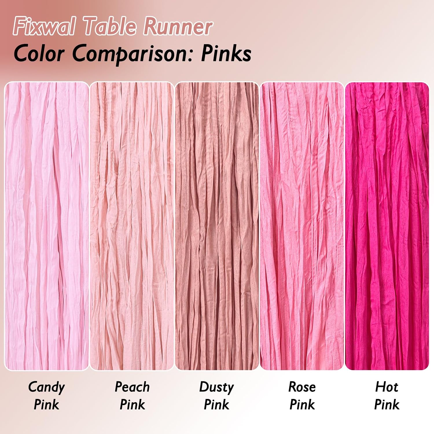 Detalle de 8 Pack Dusty Pink Cheesecloth Table Runner 120 Inch (10 Ft) – Gauze Cloth for Wedding, Baby Shower, Boho Decor