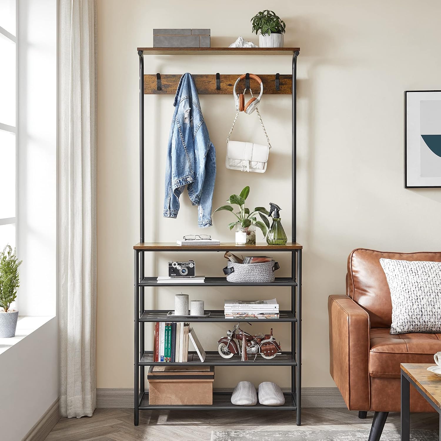 Detalle de VASAGLE Hallway Clothes Rack HSR408B01