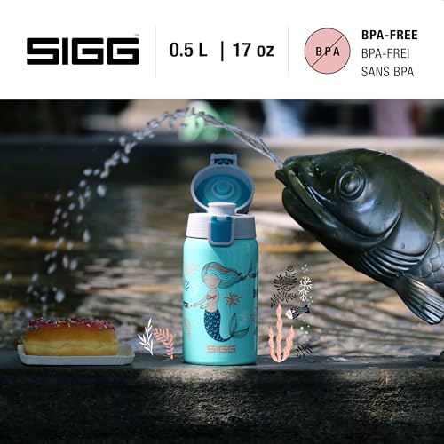 Detalle de SIGG Shield One Atlantis Kinder Trinkflasche 0,5 L – Edelstahl, auslaufsicher, einhändig bedienbar