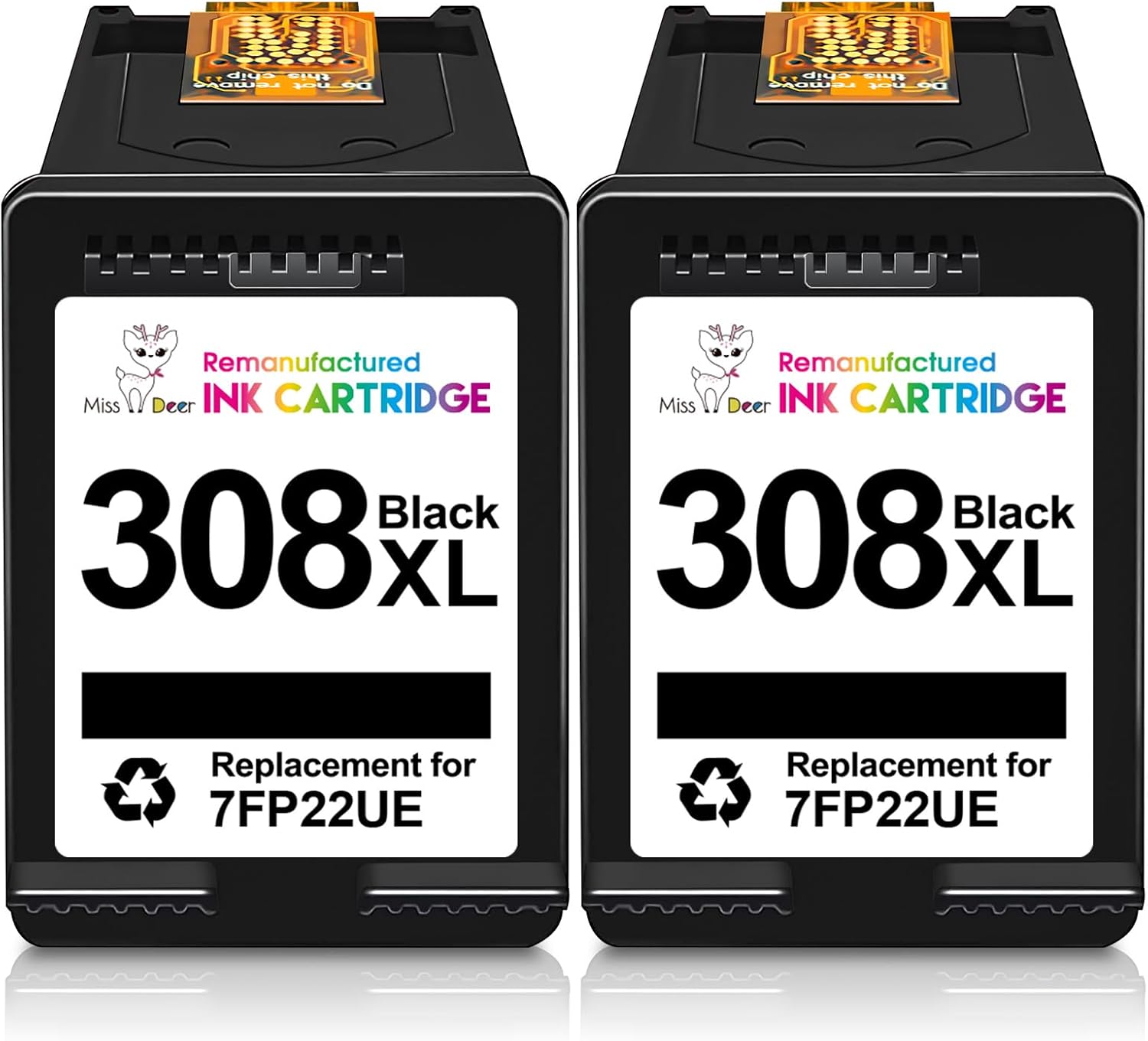Detalle de Miss Deer 308XL Nero per HP: Cartucce compatibili HP Envy 6120e/6520e/6132e e Deskjet 2900/4300 - 2 pezzi