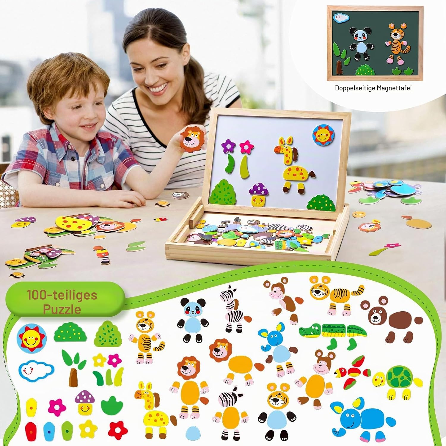 Detalle 2 de Uping Magnetisches Holzpuzzle 100 Stück