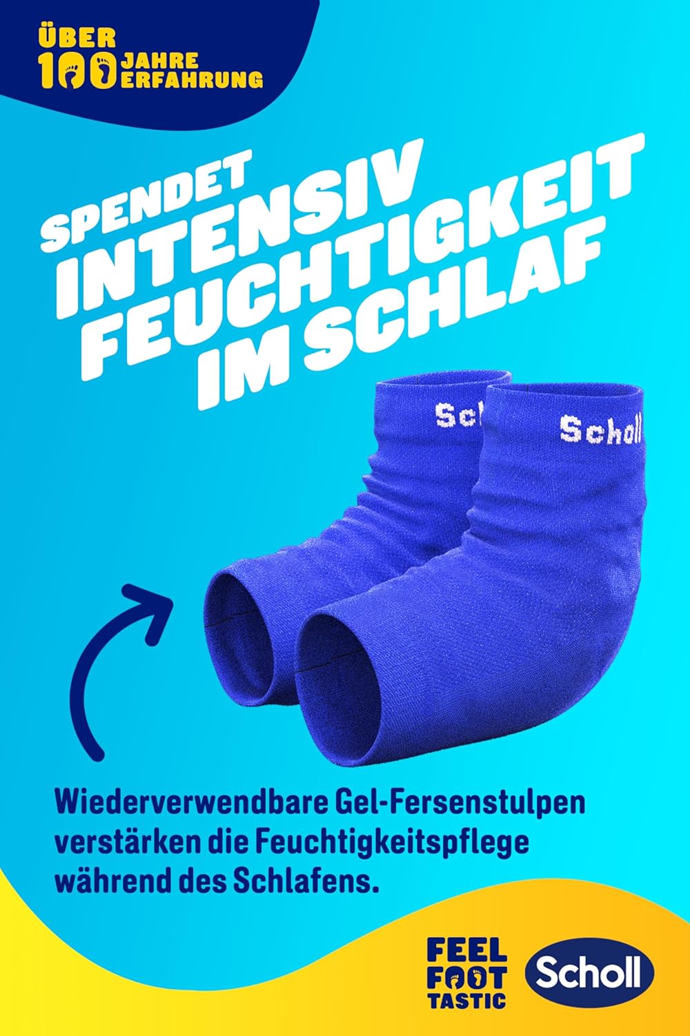 Detalle de Scholl Overnight Fußpflege-Set: Intensive Nachtpflege mit Creme und wiederverwendbaren Gel-Fersenstrümpfen
