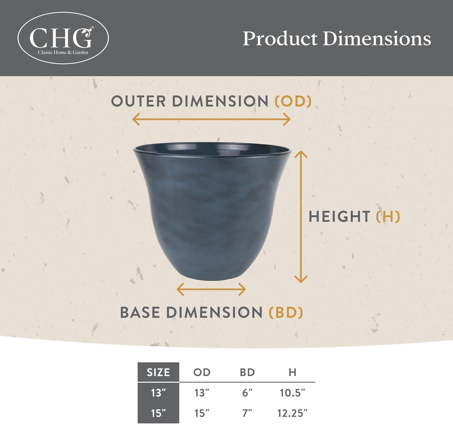 Detalle de Classic Honeysuckle Resin Planter: 15-Inch Lightweight UV-Resistant Flower Pot (Tequila Sunrise)