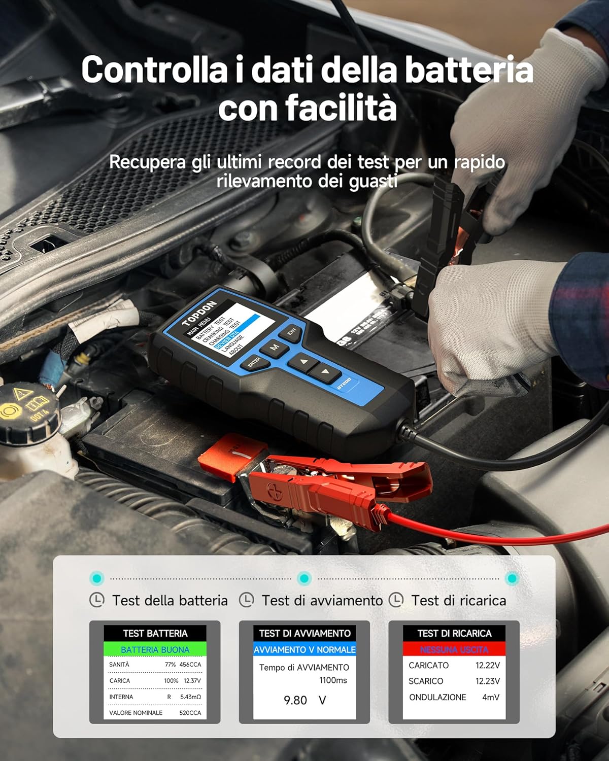 Thumbnail 4 de TOPDON BT200 tester batteria 2,4 pollici