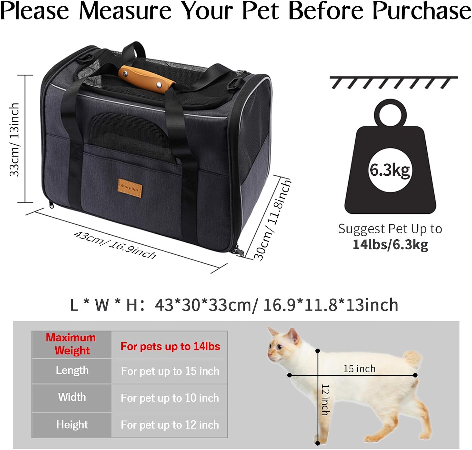 Detalle de Morpilot Hundetasche Transportbox faltbar mit atmungsaktivem Netz, Schultergurt und abnehmbarer Plüschmatratze