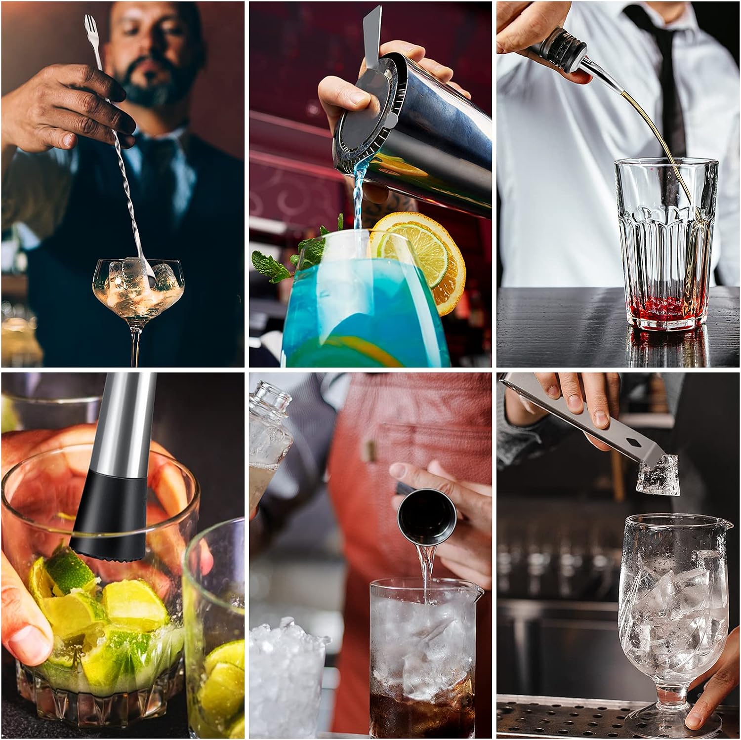 Thumbnail 5 de Cocktail Shaker Set aus 304 Edelstahl – 8-teiliges Barkeeper-Set mit 750 ml Mixbehälter