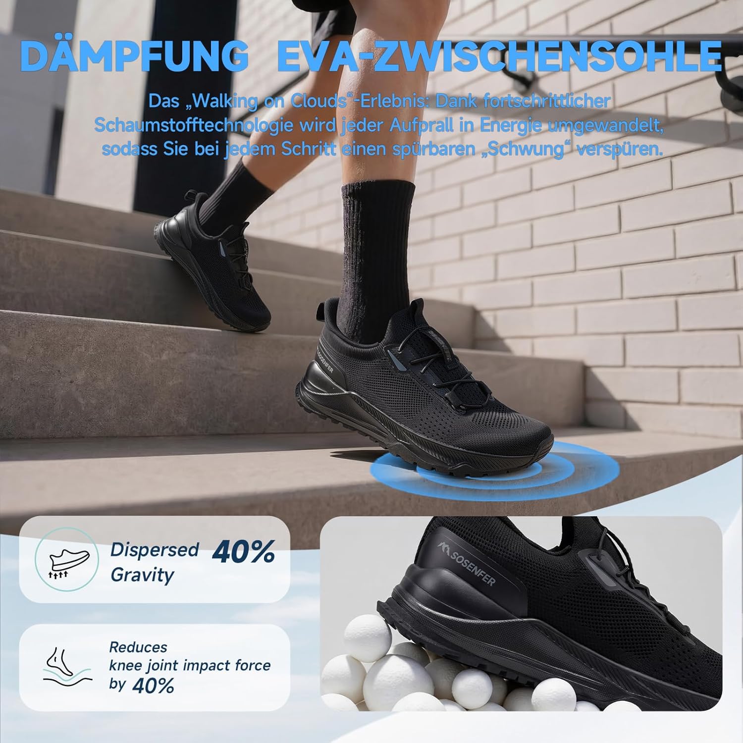 Thumbnail 4 de Sosenfer Slip-on Sneakers Herren – Breite Füße, atmungsaktives Obermaterial, rutschfeste Sohle