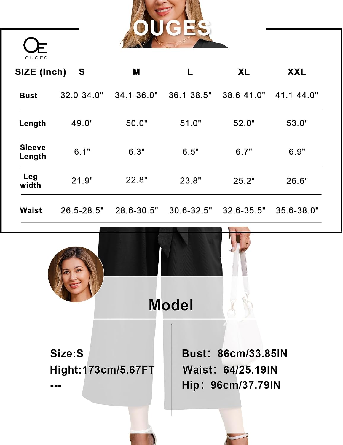 Detalle de OUGES Women's Summer Jumpsuits Overall: Lightweight, Style-Driven Playsuit with Pockets